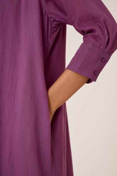 Fares Purple Gathered Dress