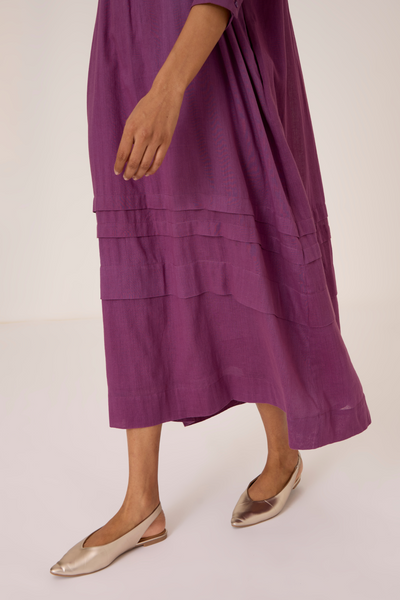 Fares Purple Gathered Dress