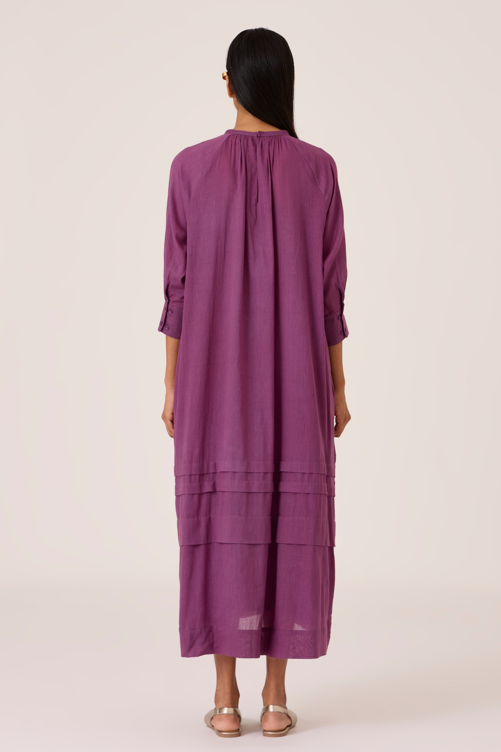 Fares Purple Gathered Dress