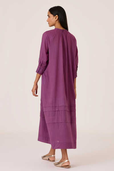 Fares Purple Gathered Dress