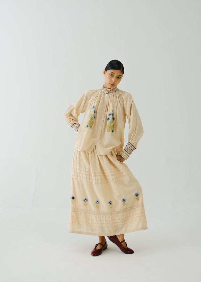Farmer Set-Ivory Pixel Applique cotton by CORD for women Worldwide