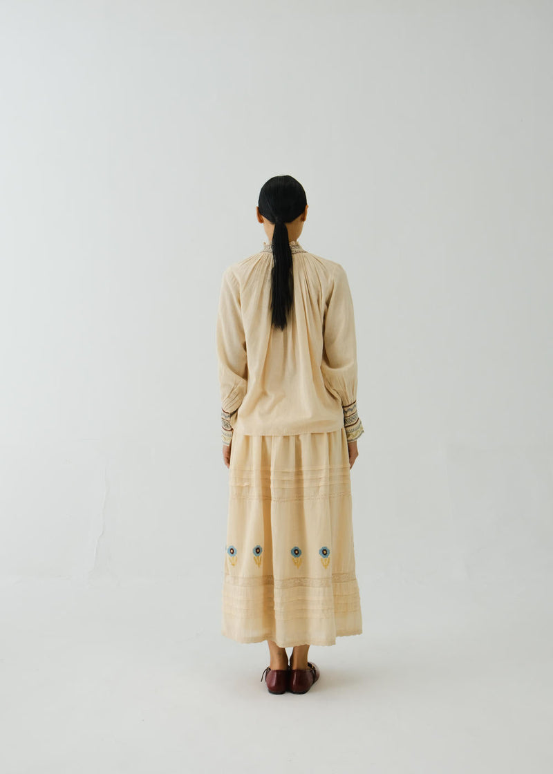 Farmer Set-Ivory Pixel Applique cotton by CORD for women Worldwide