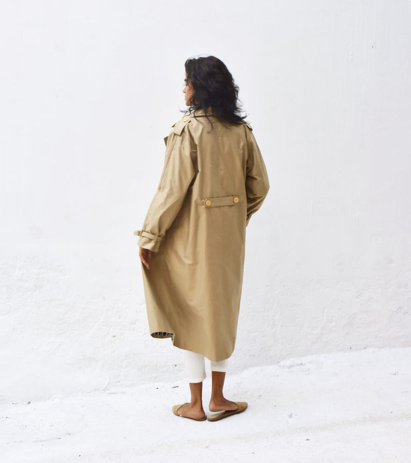 Fawn Trench Coat Jackets & Overlays by Khara Kapas for women Worldwide