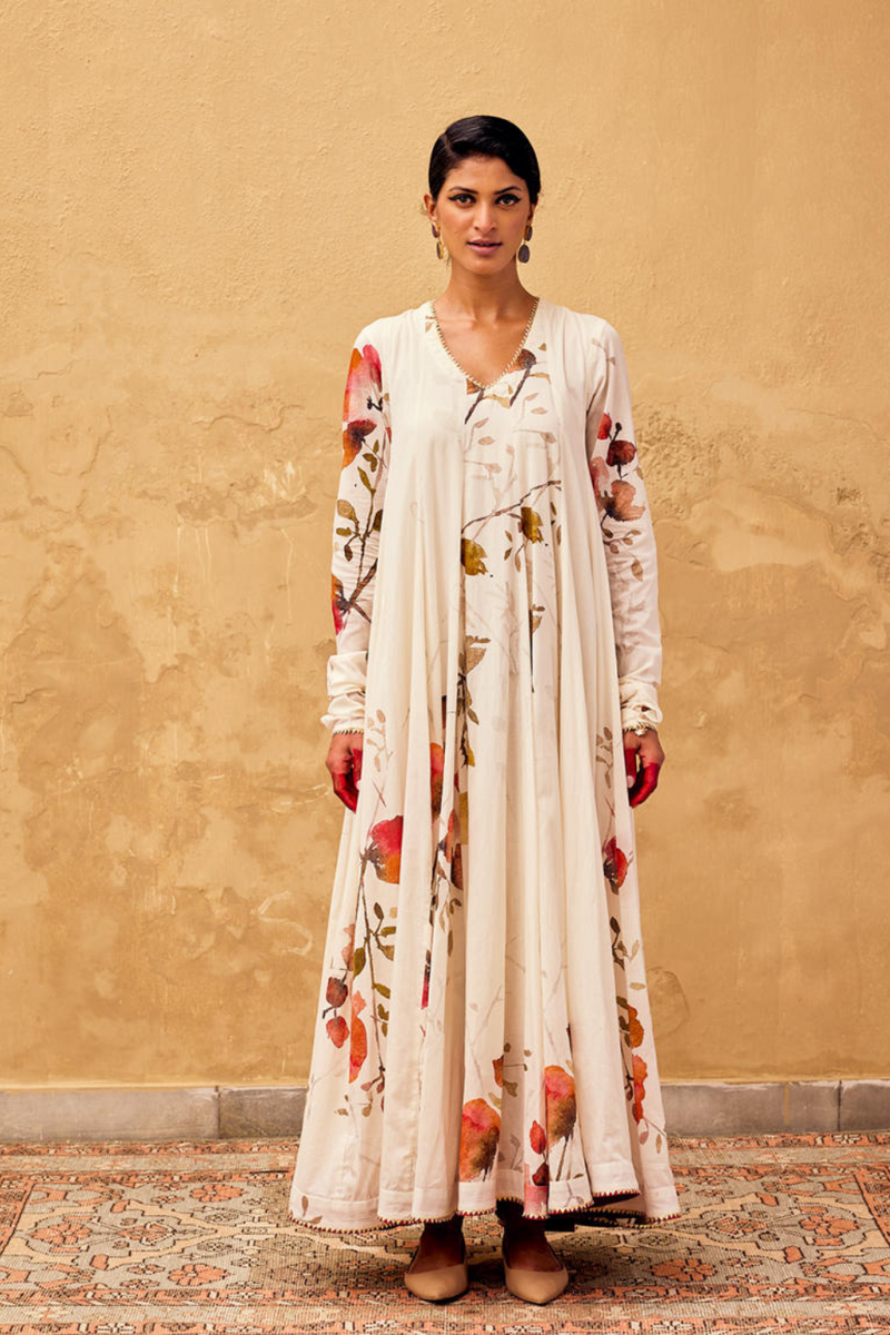 Feroza Dress cotton by Khara Kapas in white for women Worldwide