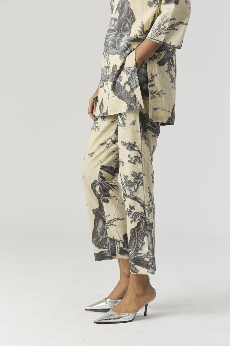 FESTA SHORT KURTA SET by Yam in grey color for women Worldwide