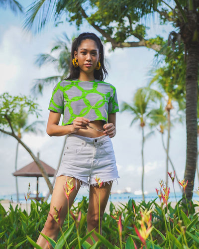 Firdawasi Crop Top - Green Union Print