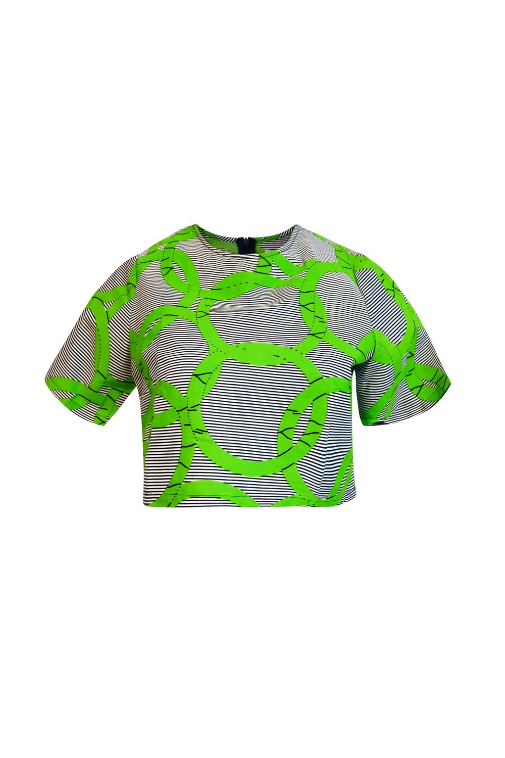 Firdawasi Crop Top - Green Union Print