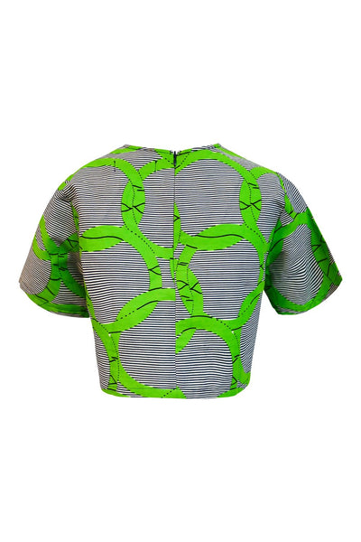 Firdawasi Crop Top - Green Union Print