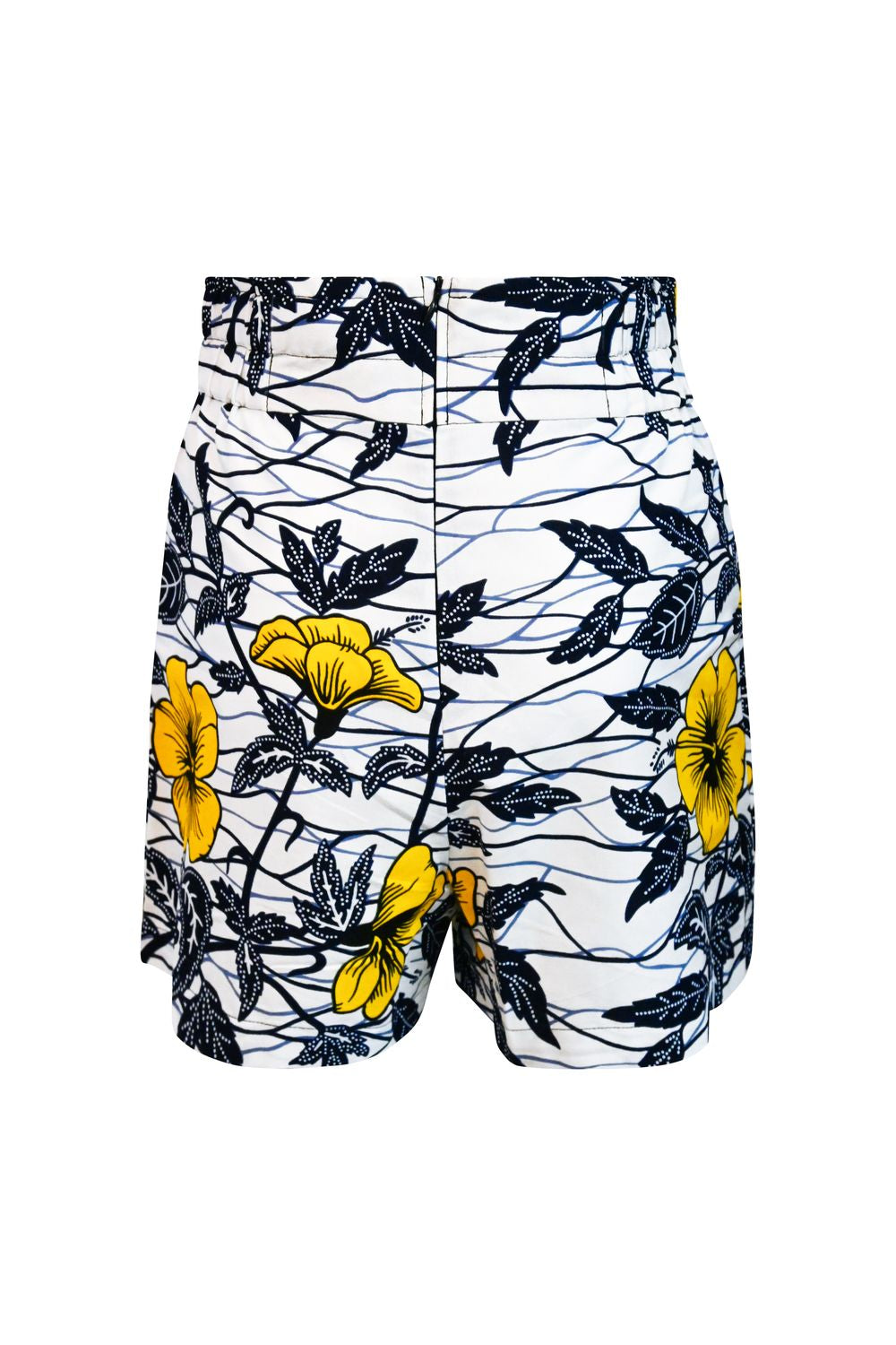 Firdawasi Shorts - Yellow / White Hibiscus Print