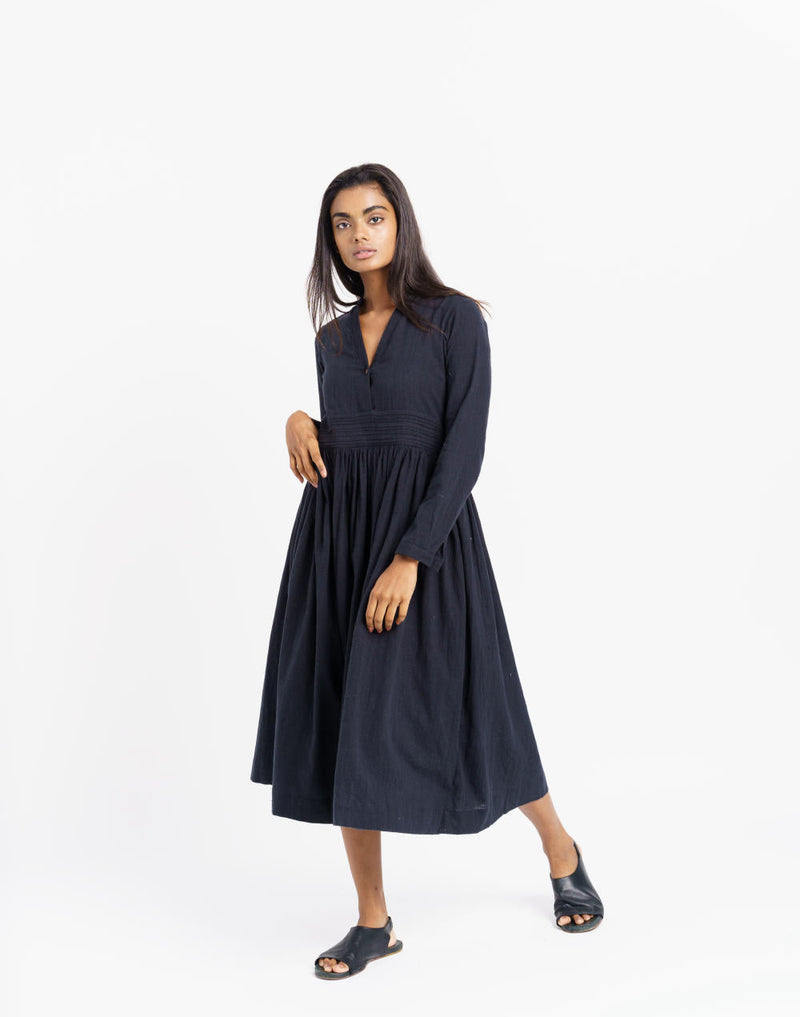 Fit and flare midi dress - Black Dress by World of Crow in black color for women Worldwide