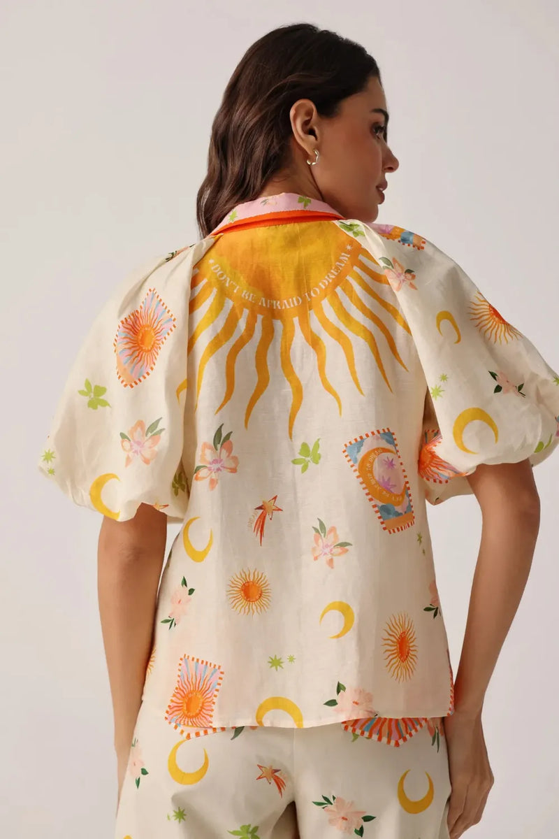 Florence Shirt - Azure all linen by NOIB for women Worldwide