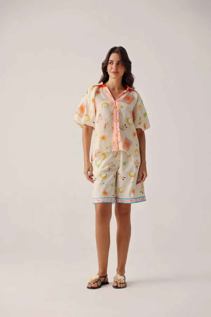 Florence Shirt - Azure all linen by NOIB for women Worldwide