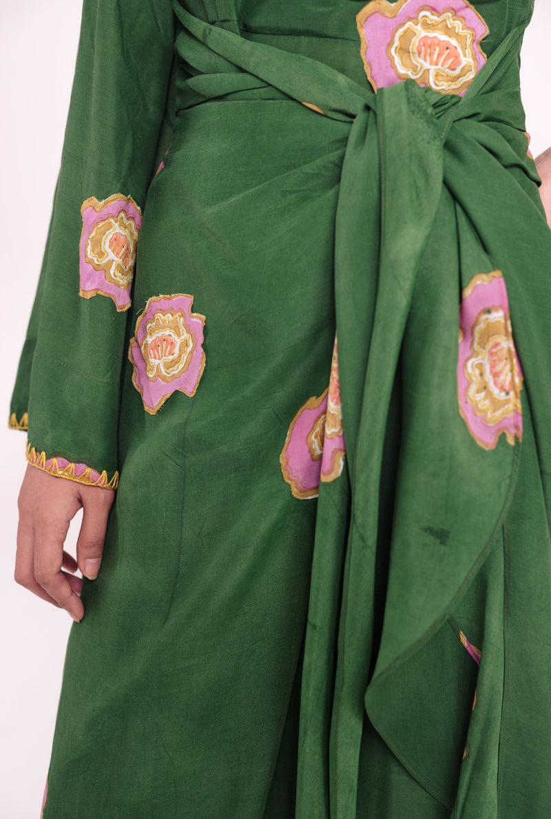 Flow One Shoulder Dress muslin silk dress by JodiLife in green for women Worldwide