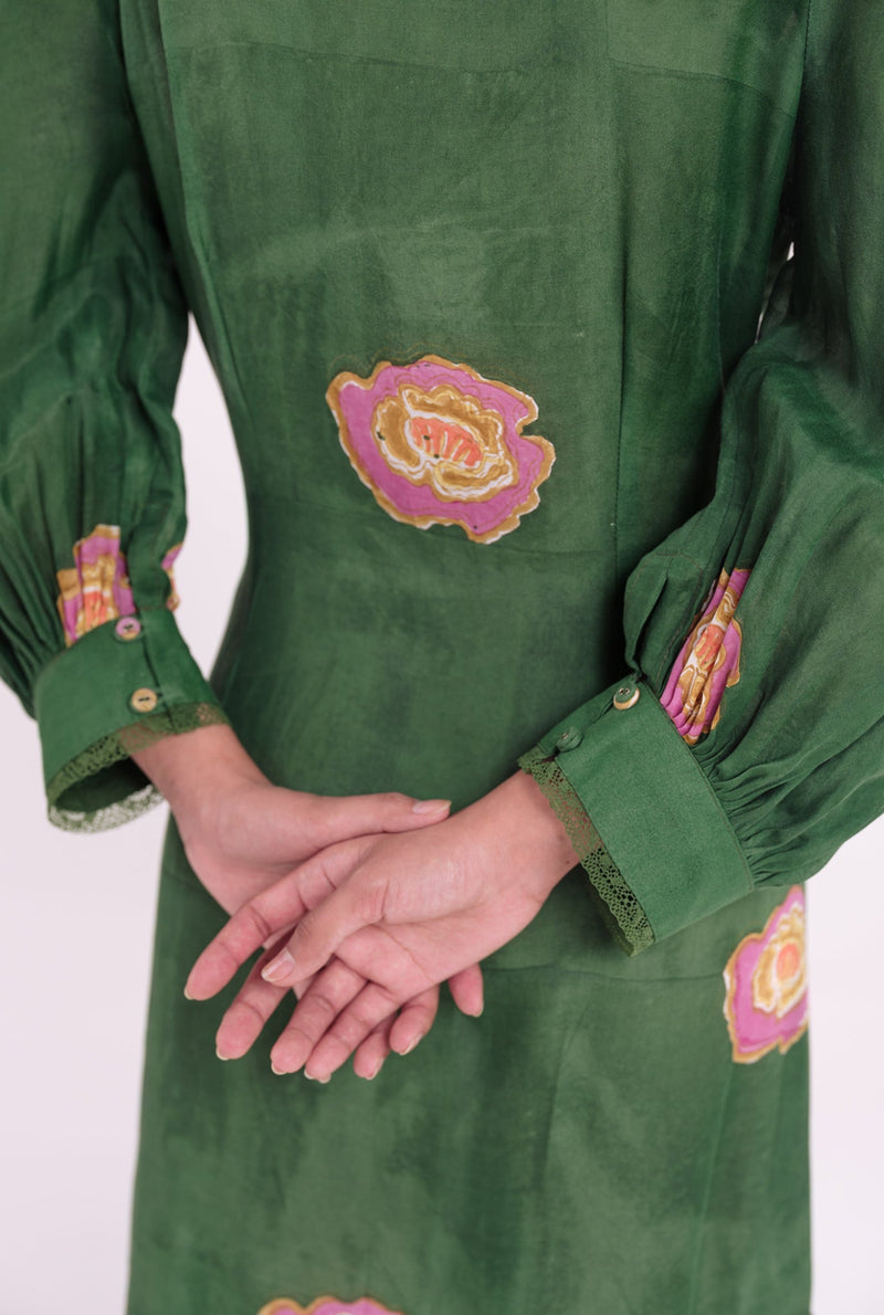 Flow Tie-Up Dress muslin silk dress by JodiLife in green for women Worldwide