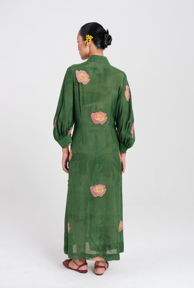 Flow Tie-Up Dress muslin silk dress by JodiLife in green for women Worldwide