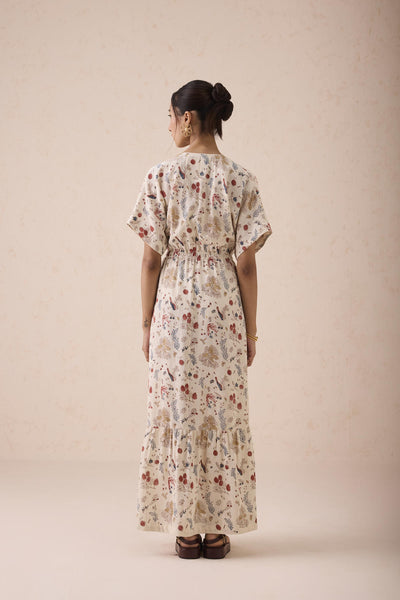 Forest Bloom Handwoven Kala Cotton Maxi Dress