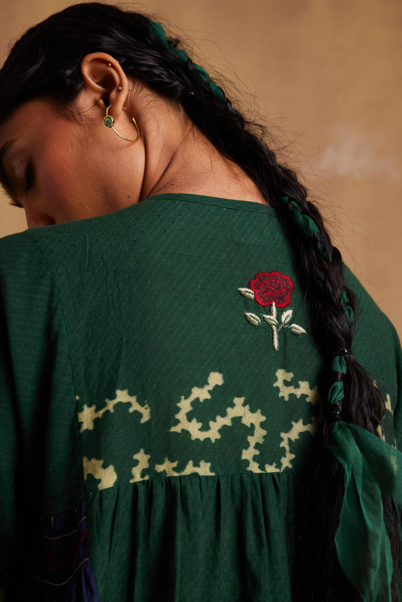 Frida Dress-Indigo-Emerald Spiral cotton by CORD for women Worldwide