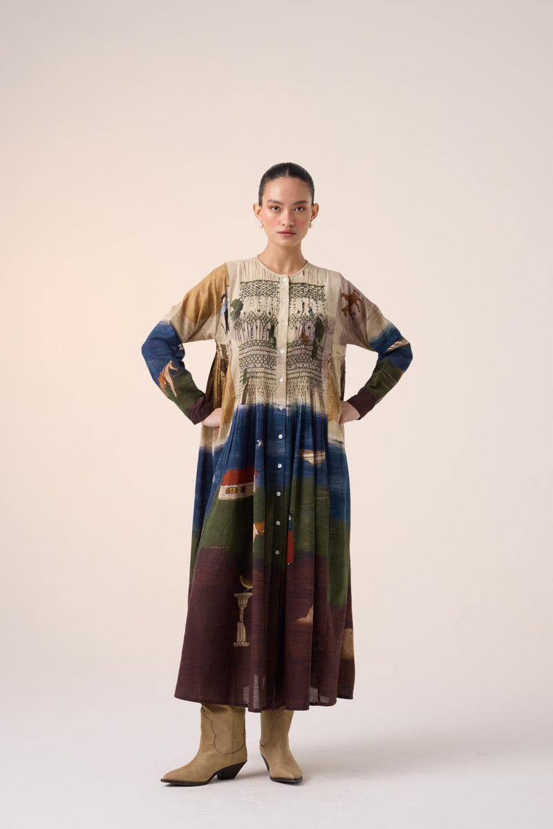 FRIDA DRESS-VILLAGE PRINT cotton by CORD for women Worldwide