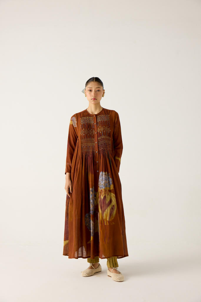 FRIDA DRESS-FOLIAGE cotton by CORD in multi for women Worldwide