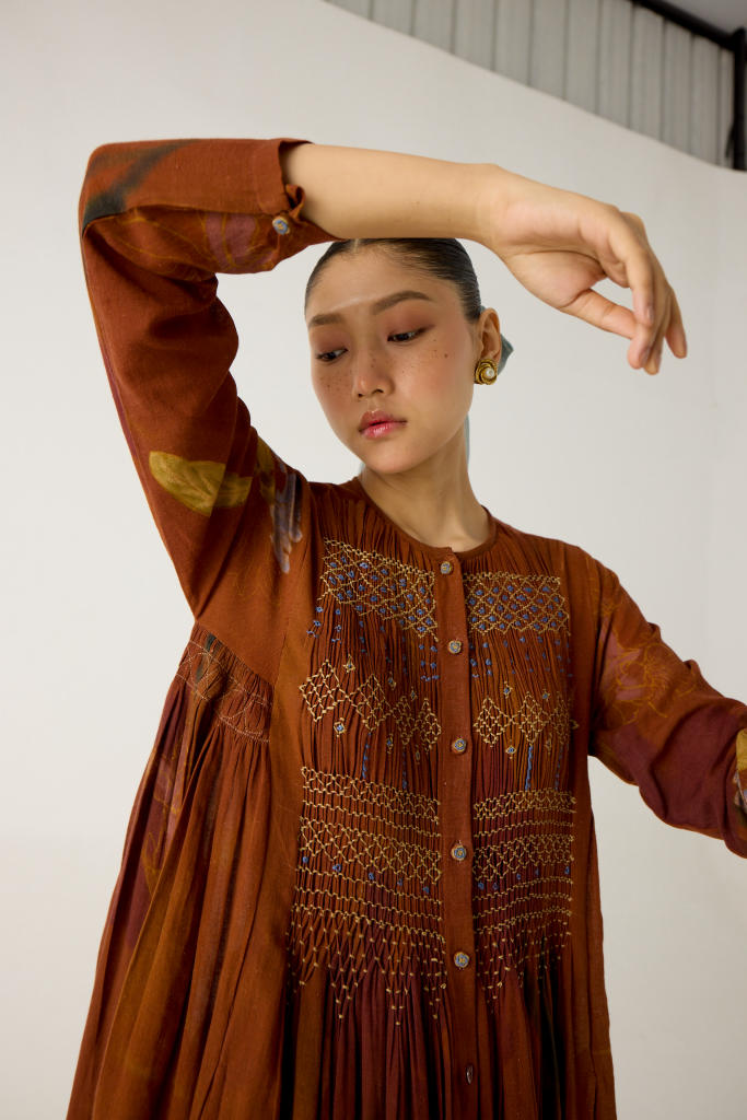 FRIDA DRESS-FOLIAGE cotton by CORD in multi for women Worldwide