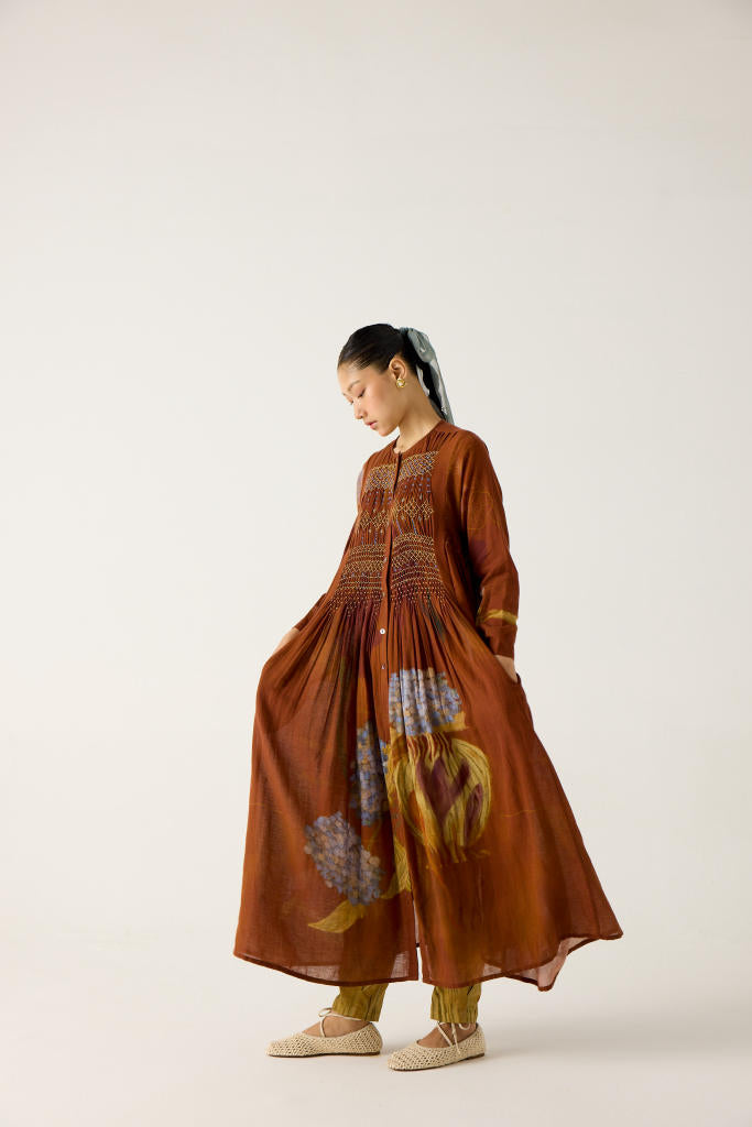 FRIDA SET-FOLIAGE + SCALE PRINT (FRIDA DRESS + PLEAT PANTS) cotton by CORD in multi for women Worldwide