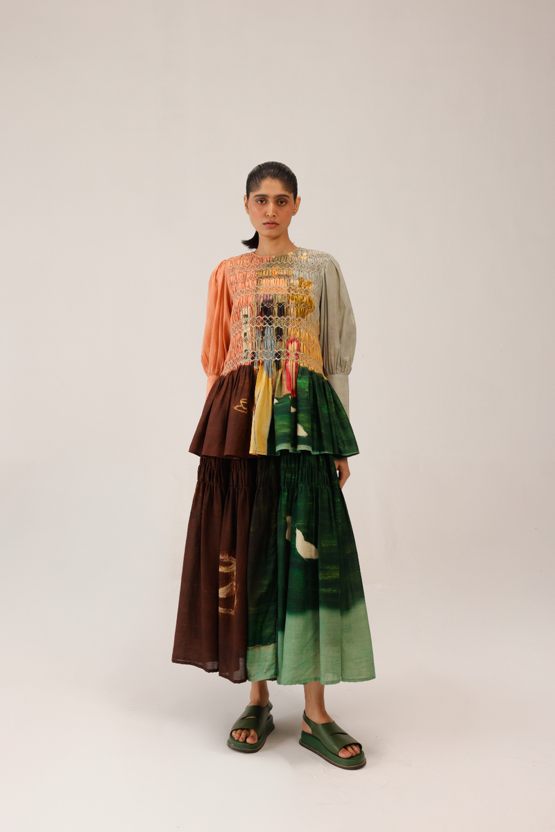 GAIA SET (GAIA TOP + JULY SKIRT) - MORNING COFFEE cotton by CORD for women Worldwide