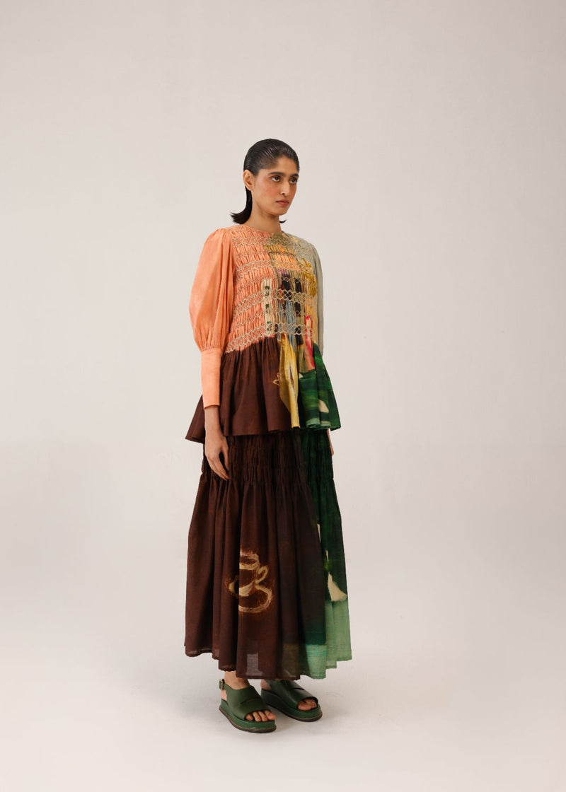 GAIA SET (GAIA TOP + JULY SKIRT) - MORNING COFFEE cotton by CORD for women Worldwide