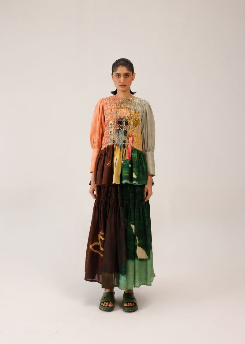 GAIA SET (GAIA TOP + JULY SKIRT) - MORNING COFFEE cotton by CORD for women Worldwide