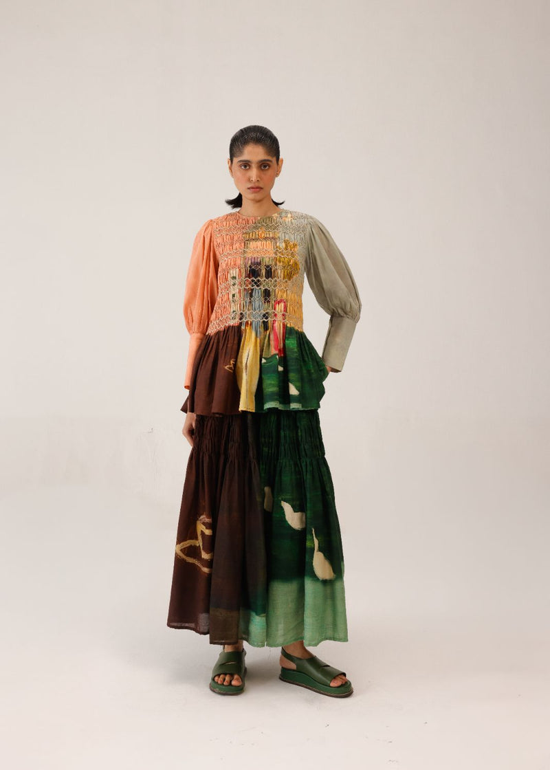 GAIA SET (GAIA TOP + JULY SKIRT) - MORNING COFFEE cotton by CORD for women Worldwide