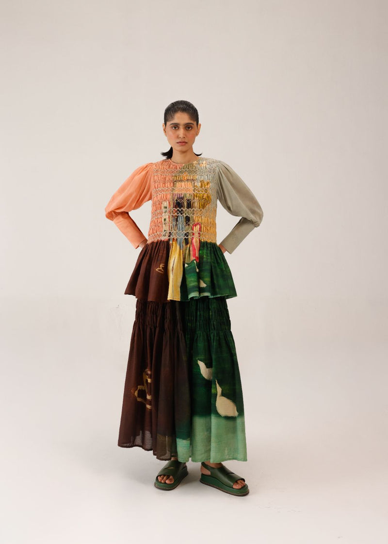 GAIA SET (GAIA TOP + JULY SKIRT) - MORNING COFFEE cotton by CORD for women Worldwide