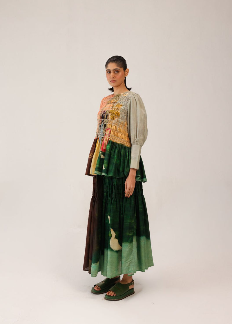 GAIA SET (GAIA TOP + JULY SKIRT) - MORNING COFFEE cotton by CORD for women Worldwide