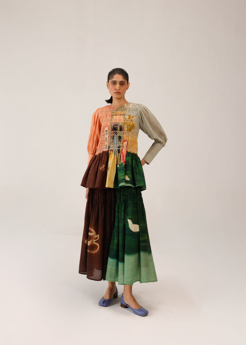 GAIA SET (GAIA TOP + JULY SKIRT) - MORNING COFFEE cotton by CORD for women Worldwide