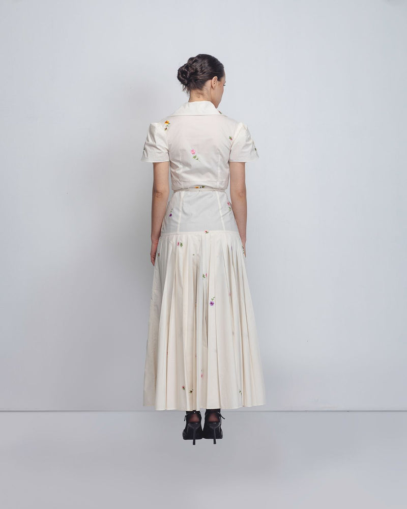 Gami Embroidered Dress - White cotton by Leh Studios in white color for women Worldwide