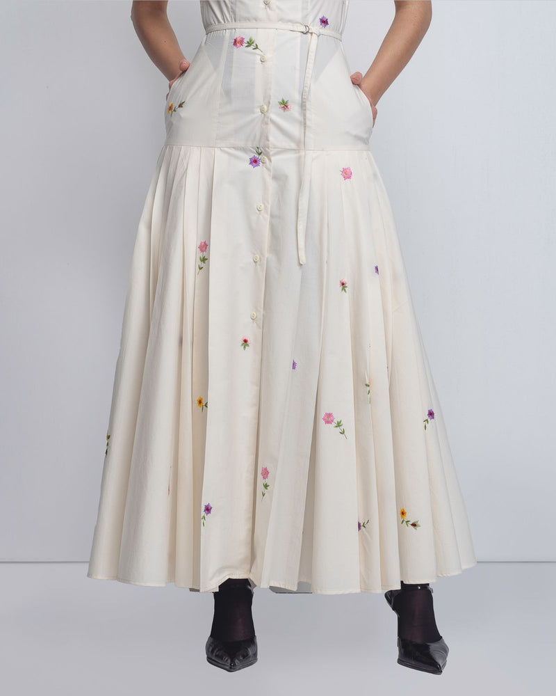 Gami Embroidered Dress - White cotton by Leh Studios in white color for women Worldwide