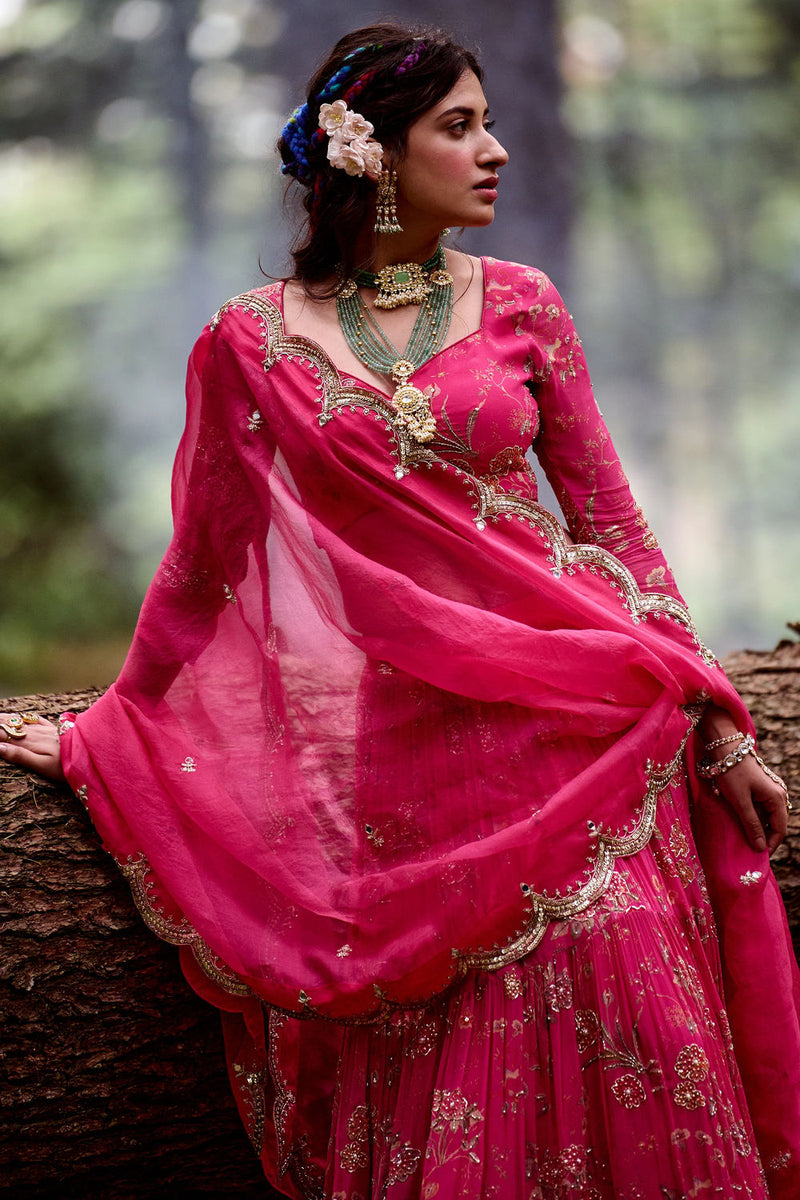 Garance Lehenga Set georgettte by Paulmi & Harsh-kahan Sep'26 in pink for women Worldwide