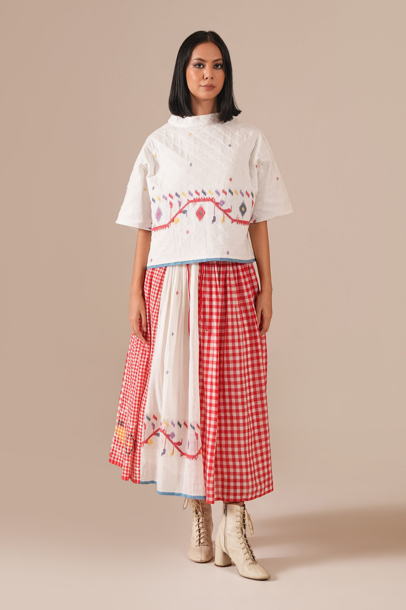 GARNET IVORY SET 100% cotton by Indigo Dreams in red color for women Worldwide