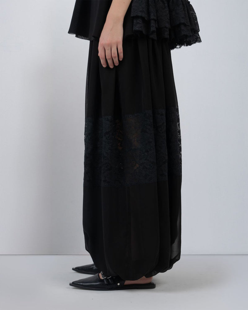 GEORGETTE BALOON PANTS - Black pant/trouser by Leh Studios in black for women Worldwide