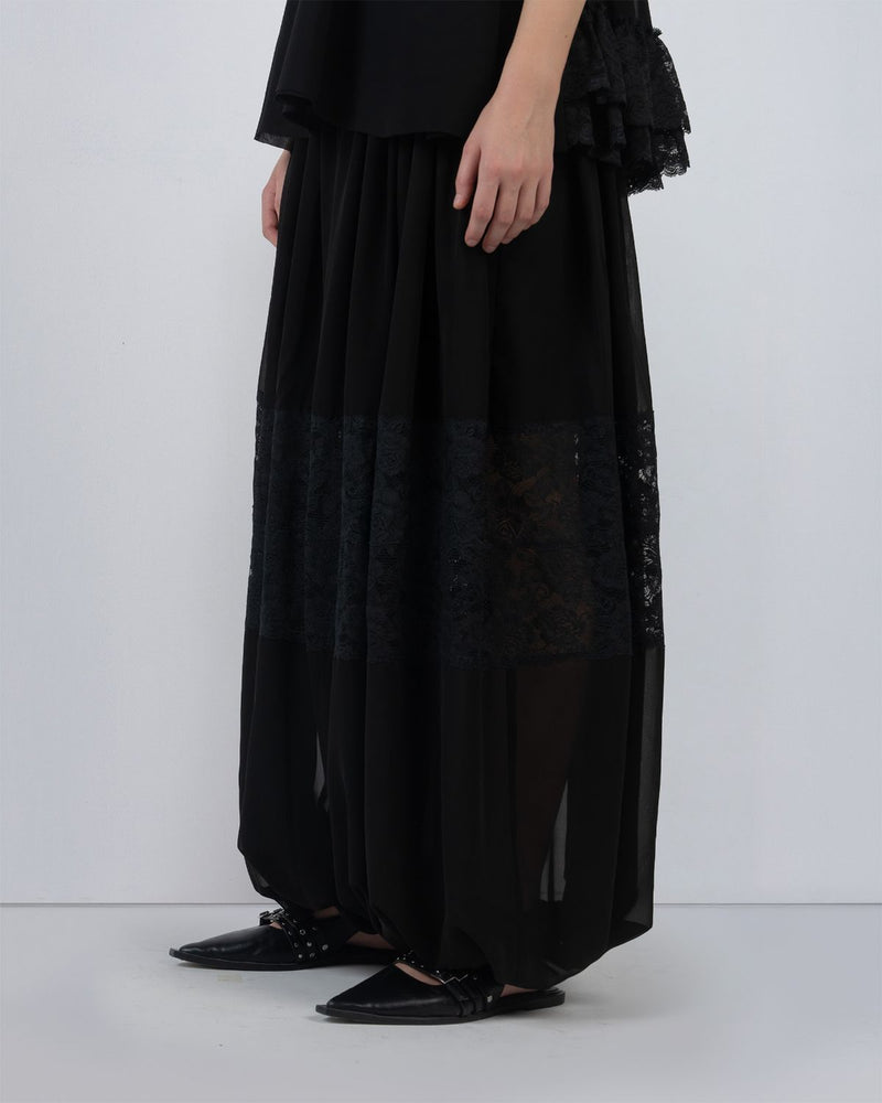 GEORGETTE BALOON PANTS - Black pant/trouser by Leh Studios in black for women Worldwide