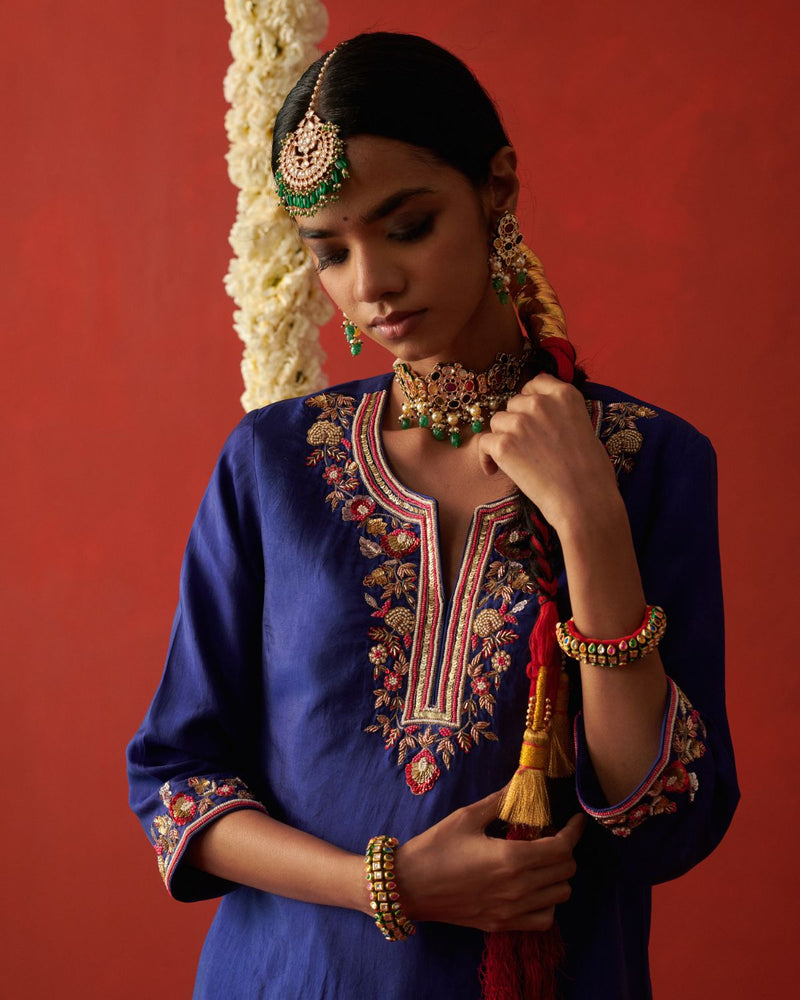 GHAZAL & PARCHHAI KURTA & PANT silk by Rashika Mittal in multi color for women Worldwide
