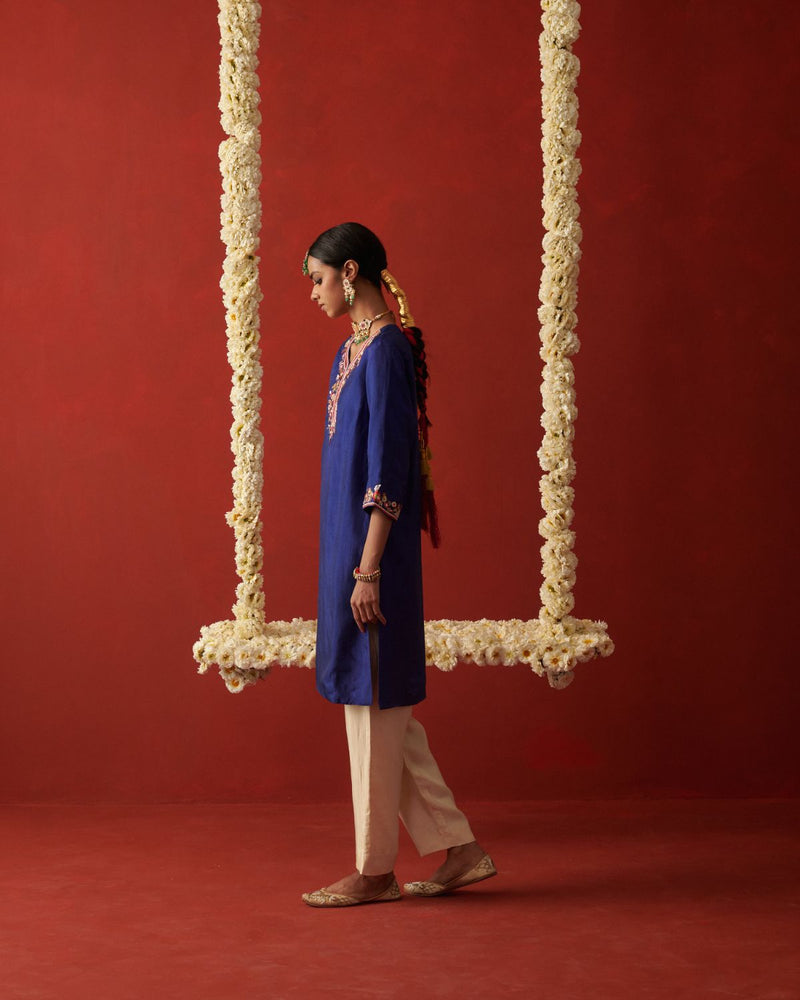 GHAZAL & PARCHHAI KURTA & PANT silk by Rashika Mittal in multi color for women Worldwide