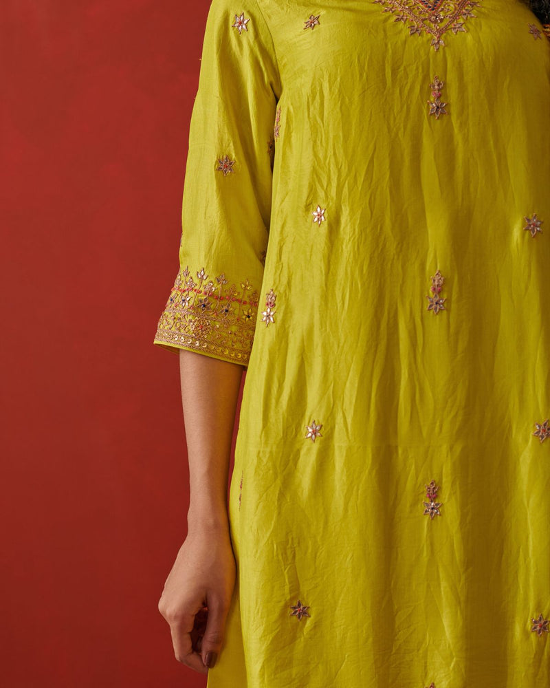 GIA & CYRAA KURTA & PANT chiffon by Rashika Mittal in neon color for women Worldwide