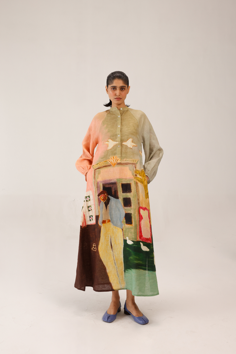 GOA DRESS - MORNING COFFEE all linen by CORD for women Worldwide