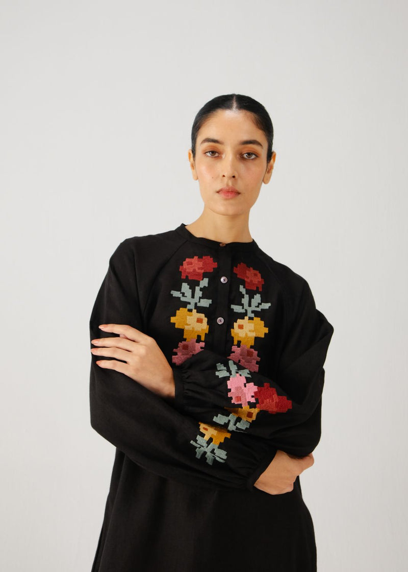 Goa dress-Black pixel emb. by CORD for women Worldwide