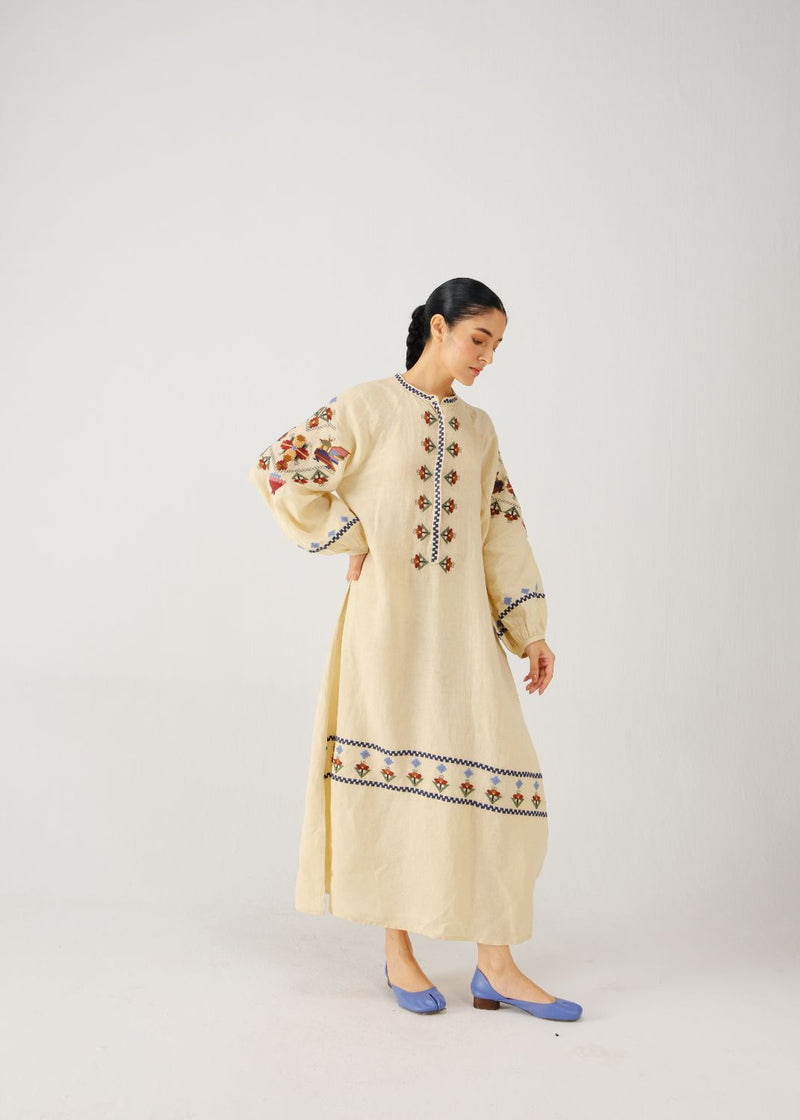 Goa dress-Ivory folk emb. by CORD for women Worldwide