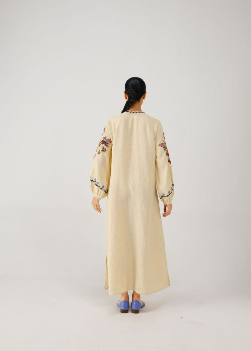 Goa dress-Ivory folk emb. by CORD for women Worldwide