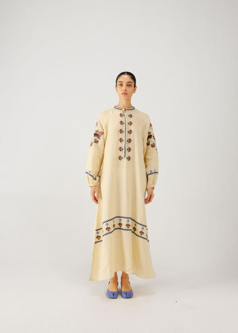 Goa dress-Ivory folk emb. by CORD for women Worldwide