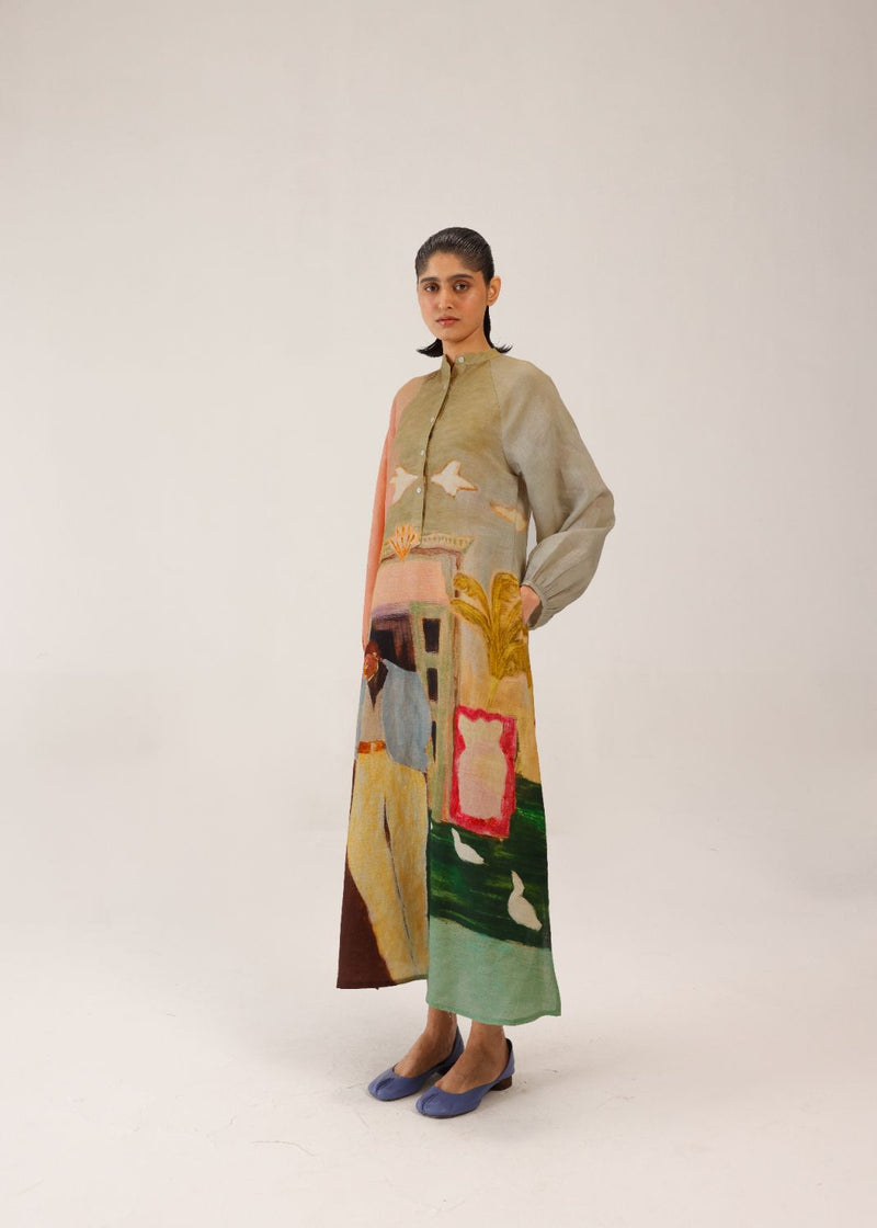 GOA DRESS - MORNING COFFEE all linen by CORD for women Worldwide