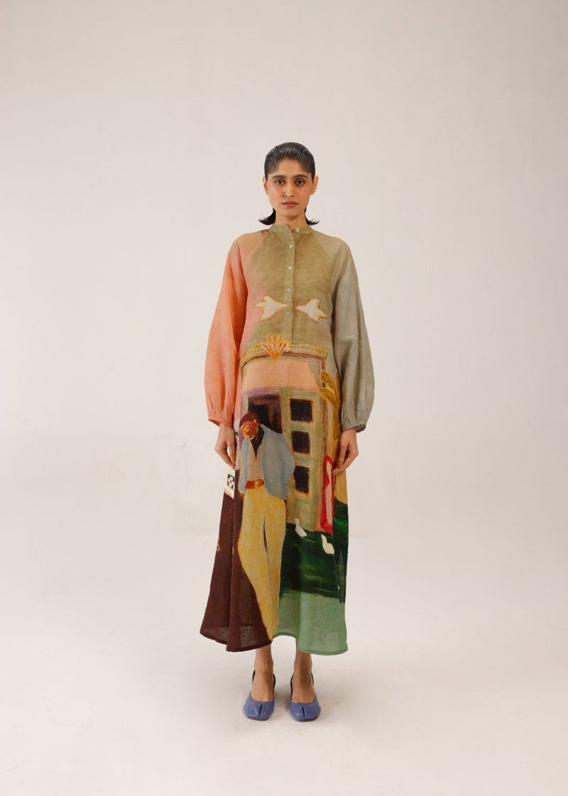 GOA DRESS - MORNING COFFEE all linen by CORD for women Worldwide