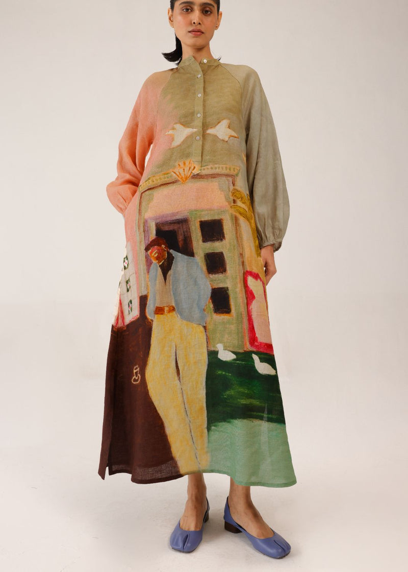 GOA DRESS - MORNING COFFEE all linen by CORD for women Worldwide