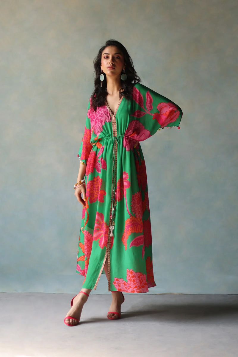 GUL GREEN KAFTAN DRESS by Rajiramniq for women Worldwide